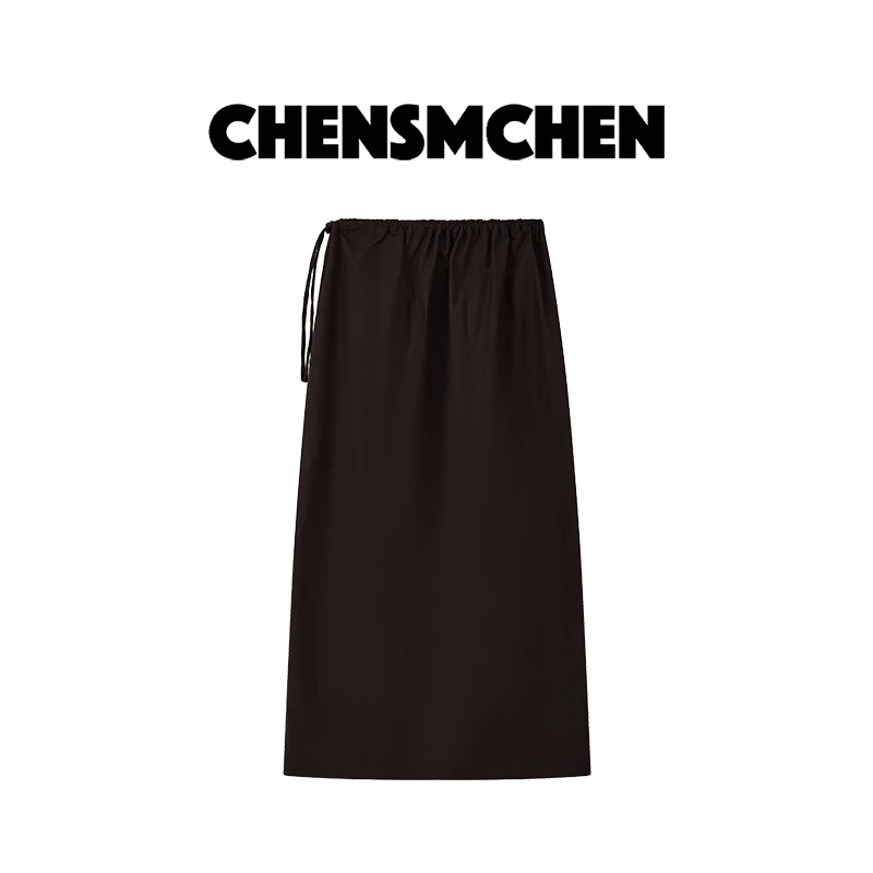 CHENSMCHEN100棉纯色简约半身裙女休闲百搭宽松显瘦裙子CSQ6673YW