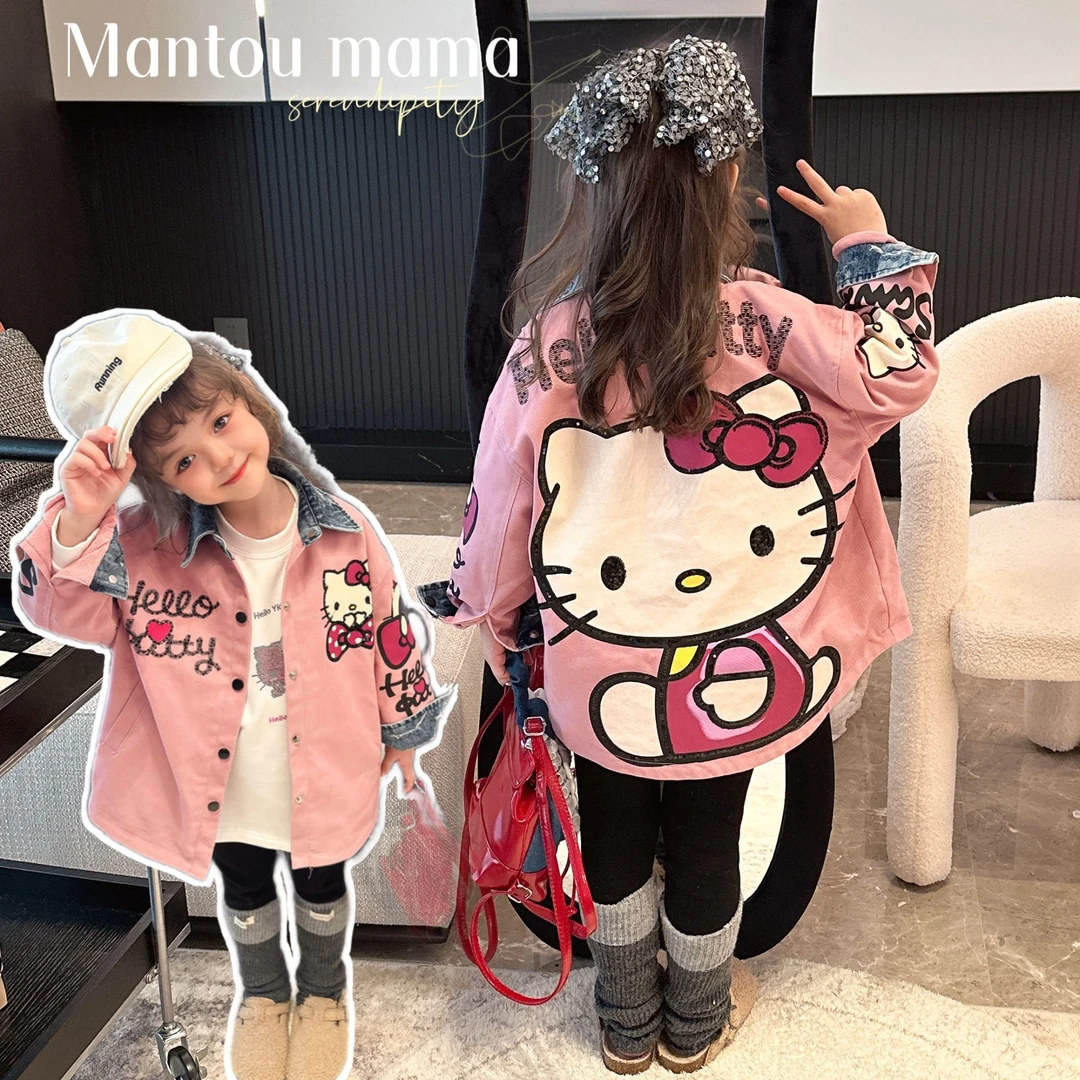 【Mt studio】3【现货】儿童KT牛仔外套上衣女童秋冬季卡通百搭韩系