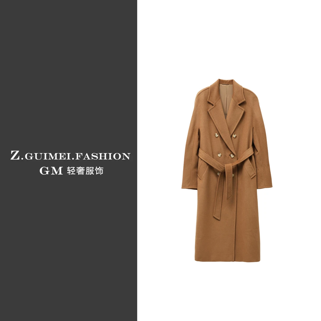 【肆姐高定】时尚外翻领双排扣羊绒大衣X3281