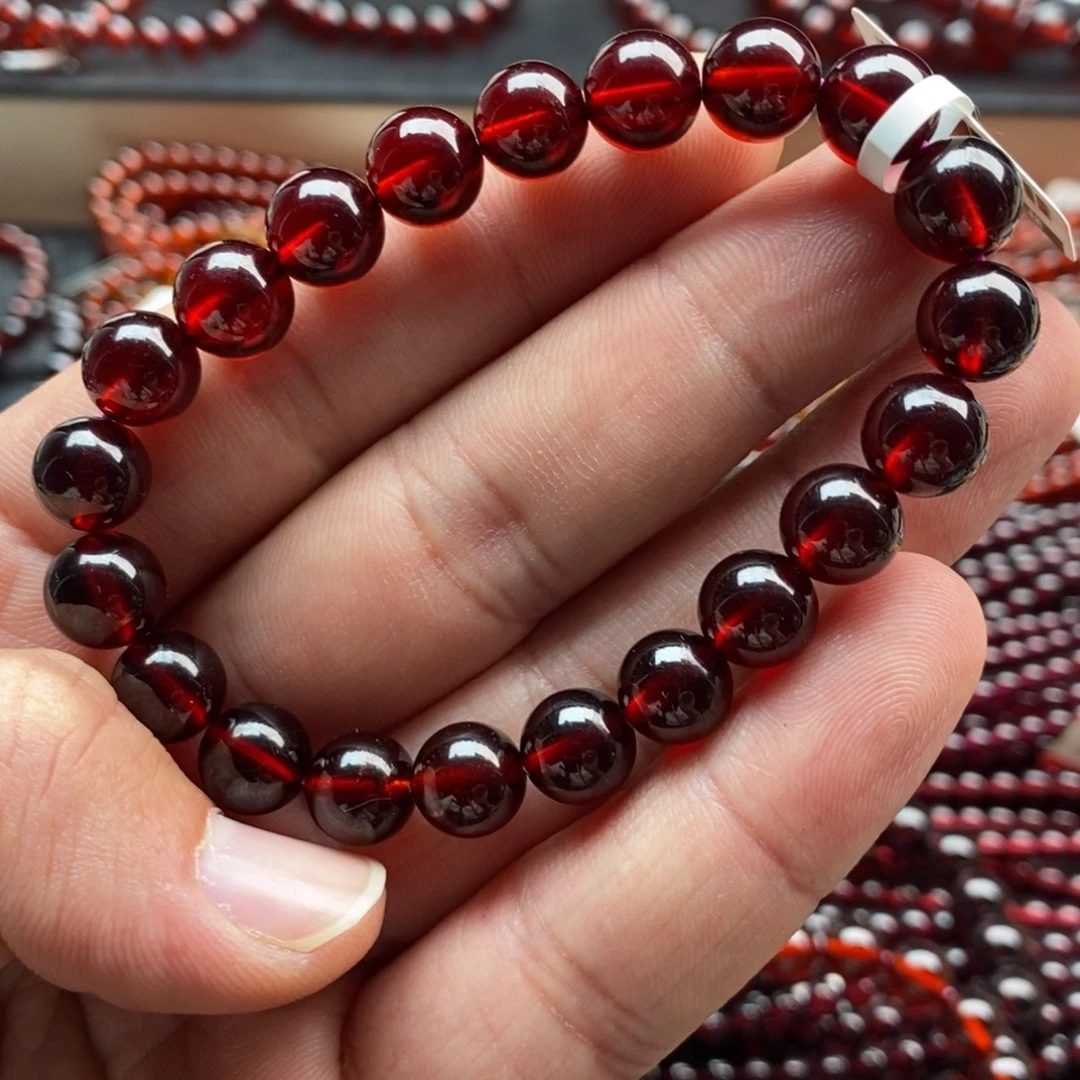 手链未镶嵌石榴石9mm血 珀红