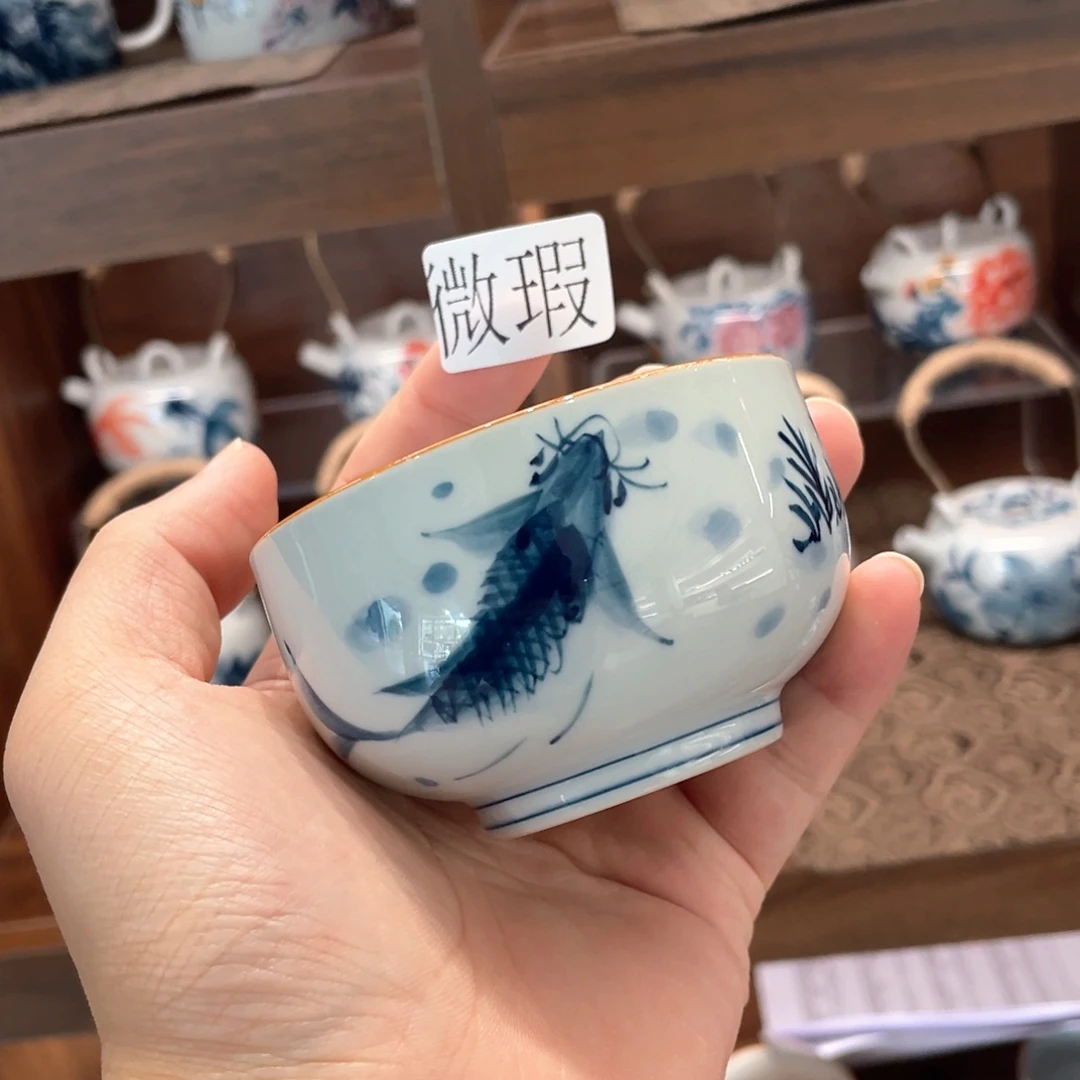 釉下手绘茶具微瑕