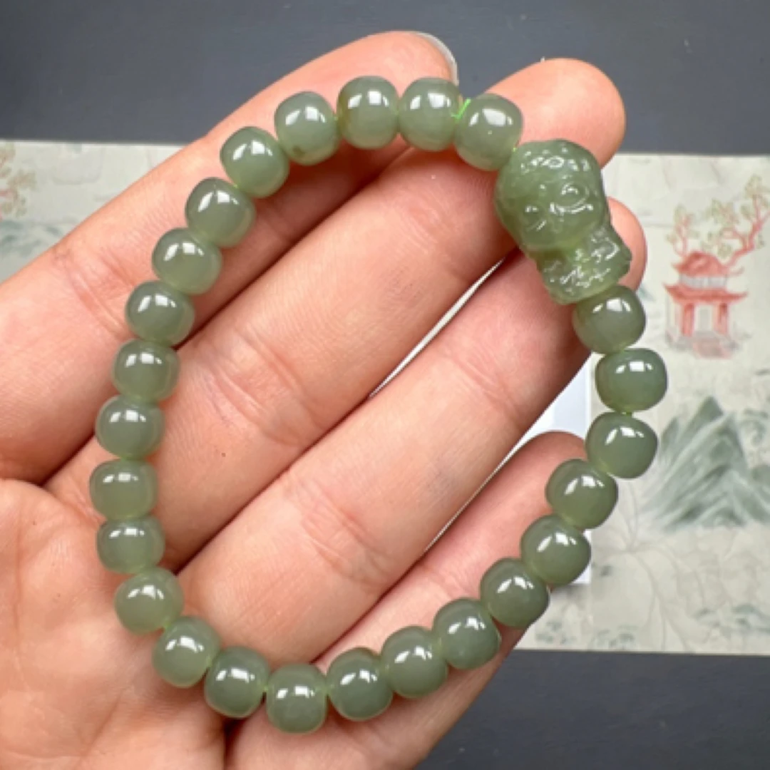 和田玉卡6mm度母手串编号077