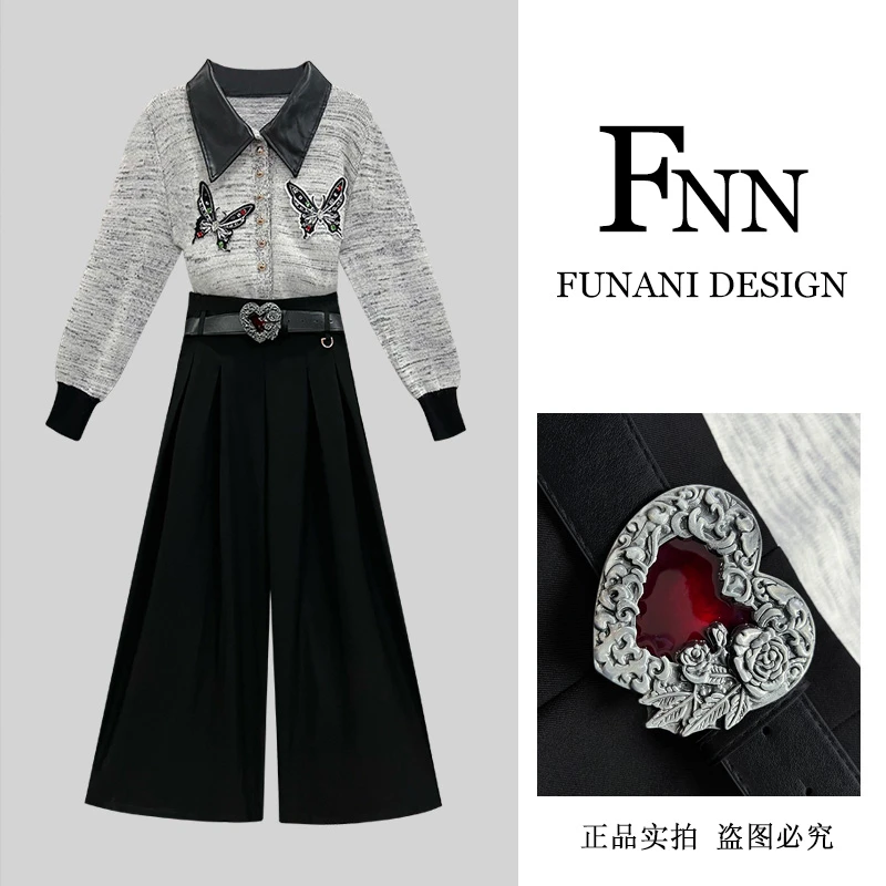 芙娜妮设计感polo领针织毛衣上衣百搭收腰上衣F2431847A