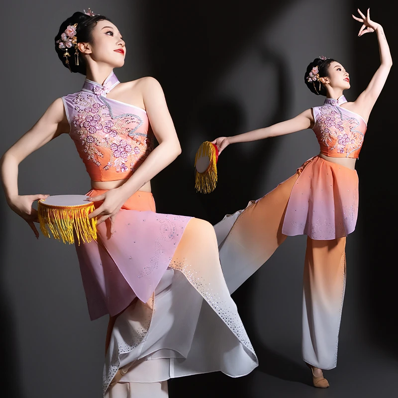 古典舞艺考春嬉表演服装春嬉舞蹈服成人桃李杯中国风钱鼓舞演出服
