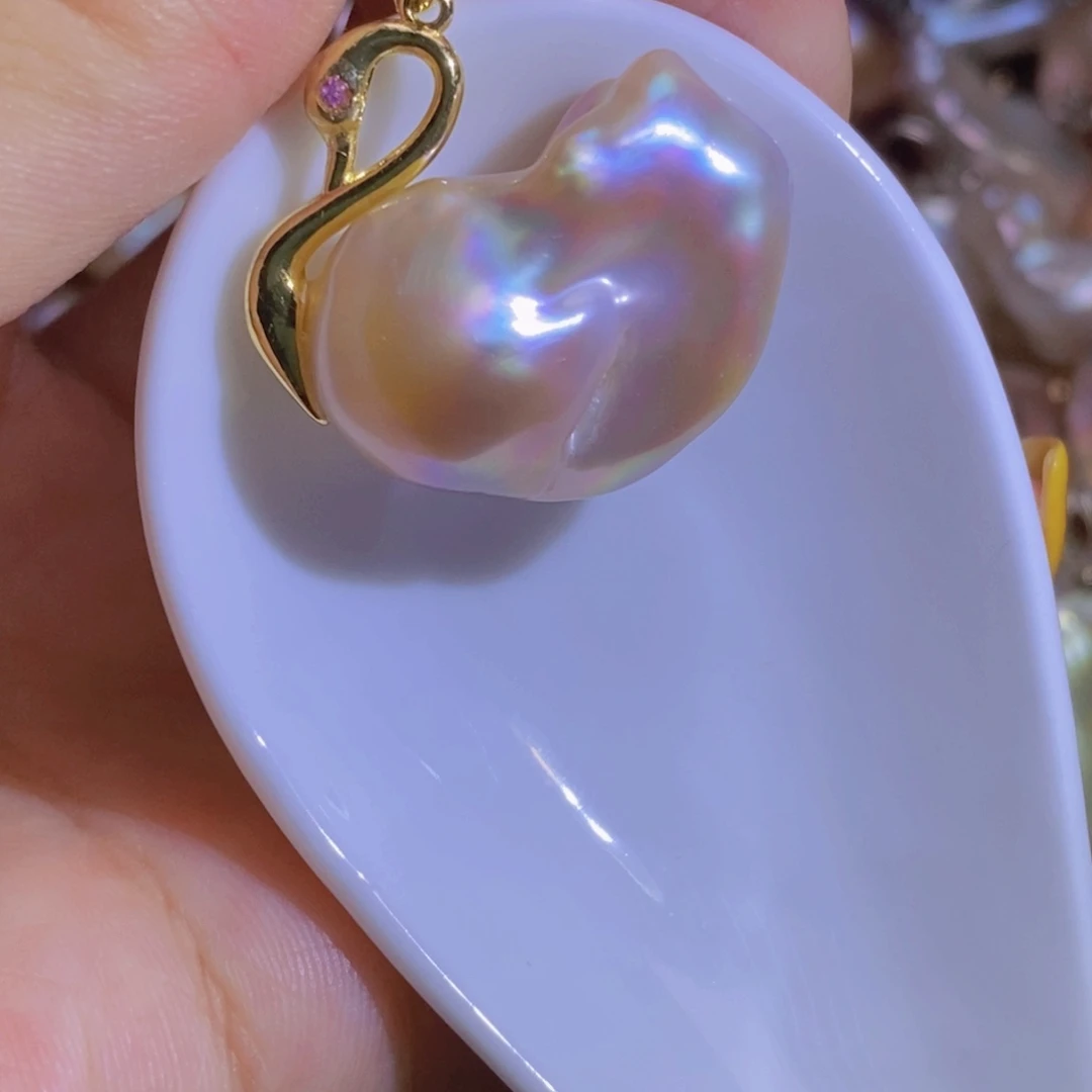 银S925镶嵌淡水珍珠微瑕