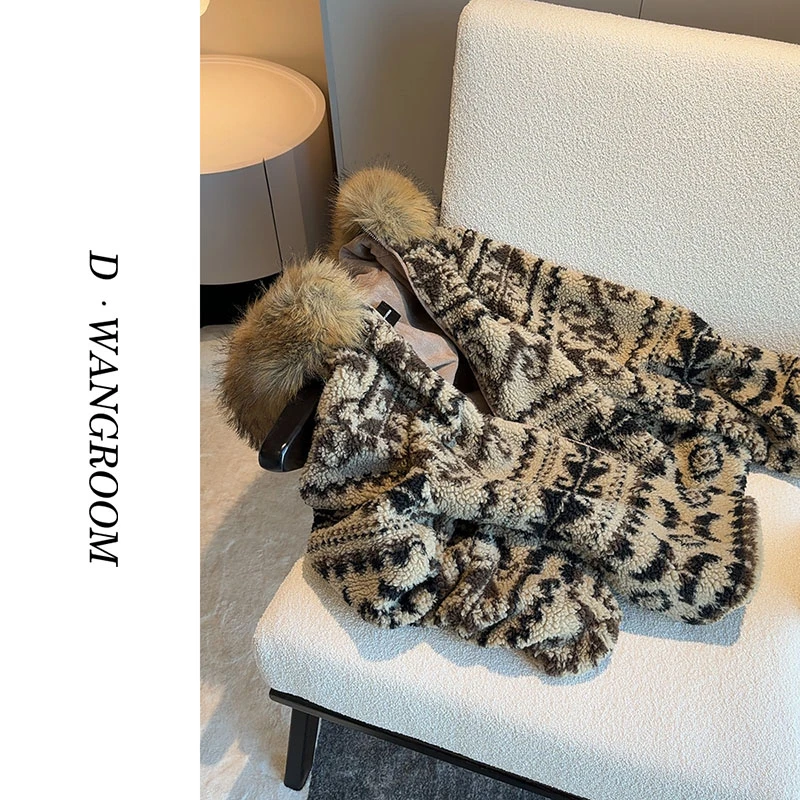 丁小晗【费尔岛】麂皮复合高克重ㅣ防风抽拉可拆卸毛领外套523127