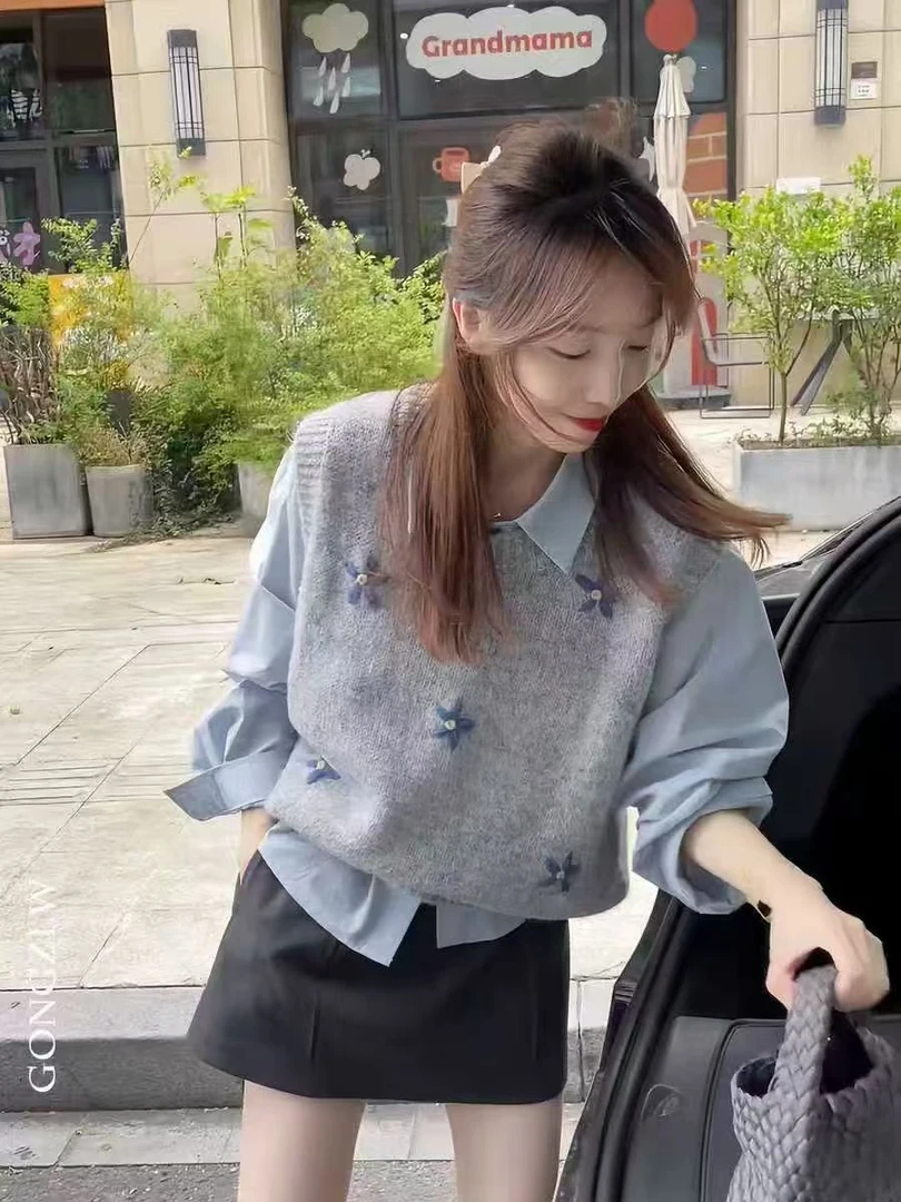 秋冬季新款休闲风时尚套装女装百搭上衣休闲衬衫提花长袖套装