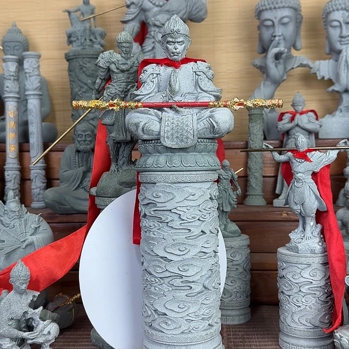 石材悟空+祥云柱+大莲花底座+底座