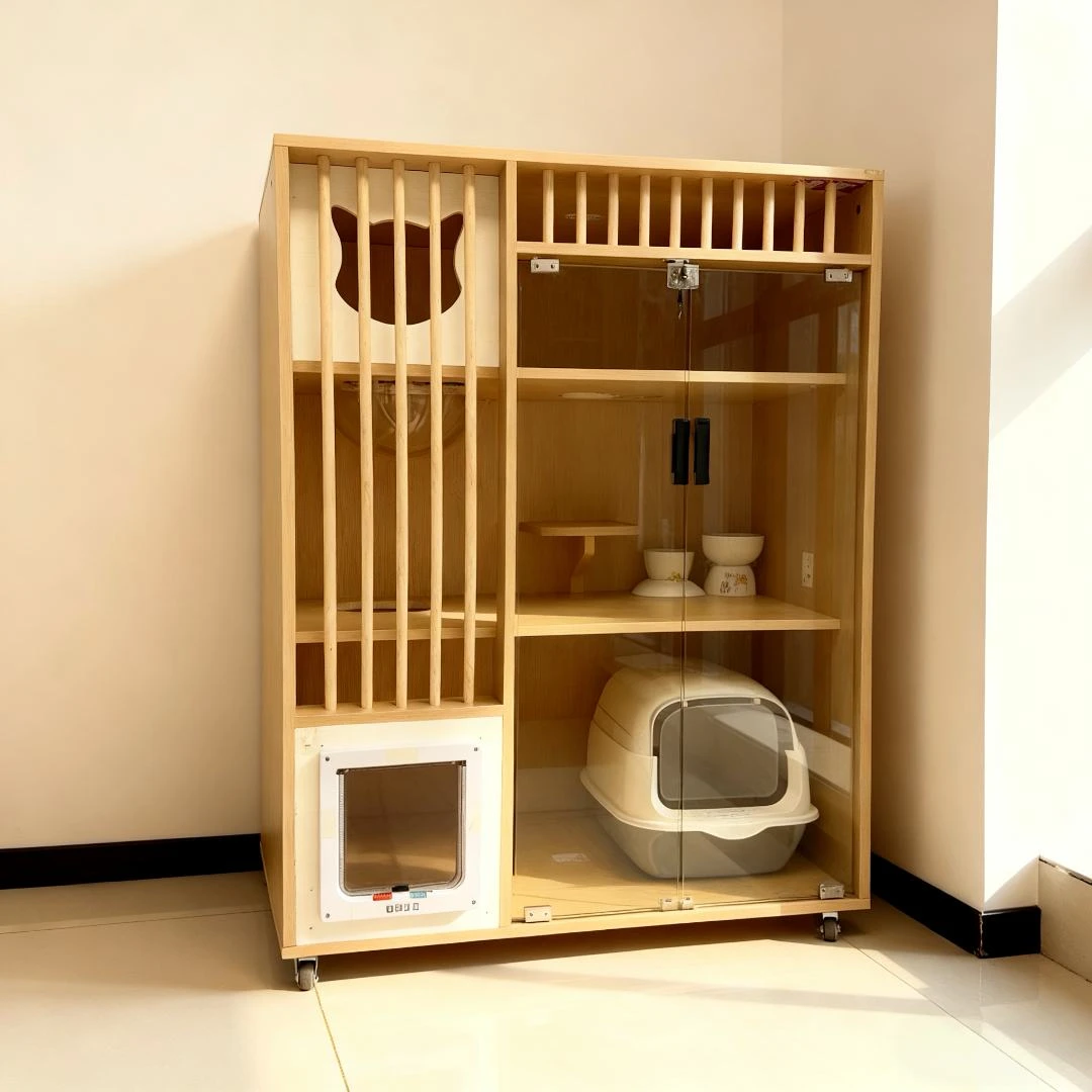 新款实木18毫米背板环保板材坚固实用型猫屋猫柜猫别墅家用室内