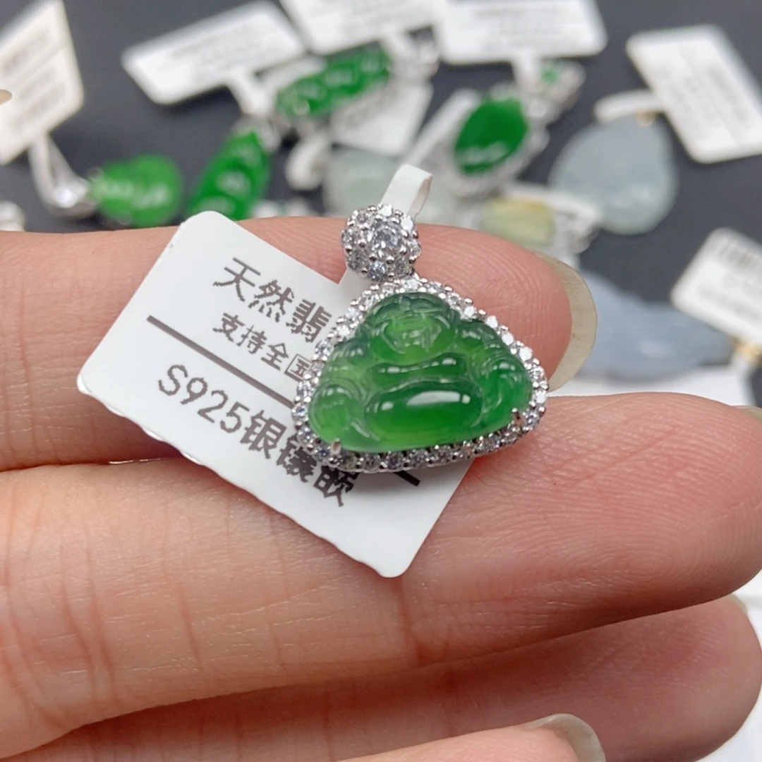 翡翠银S925镶嵌吊坠(不含链)