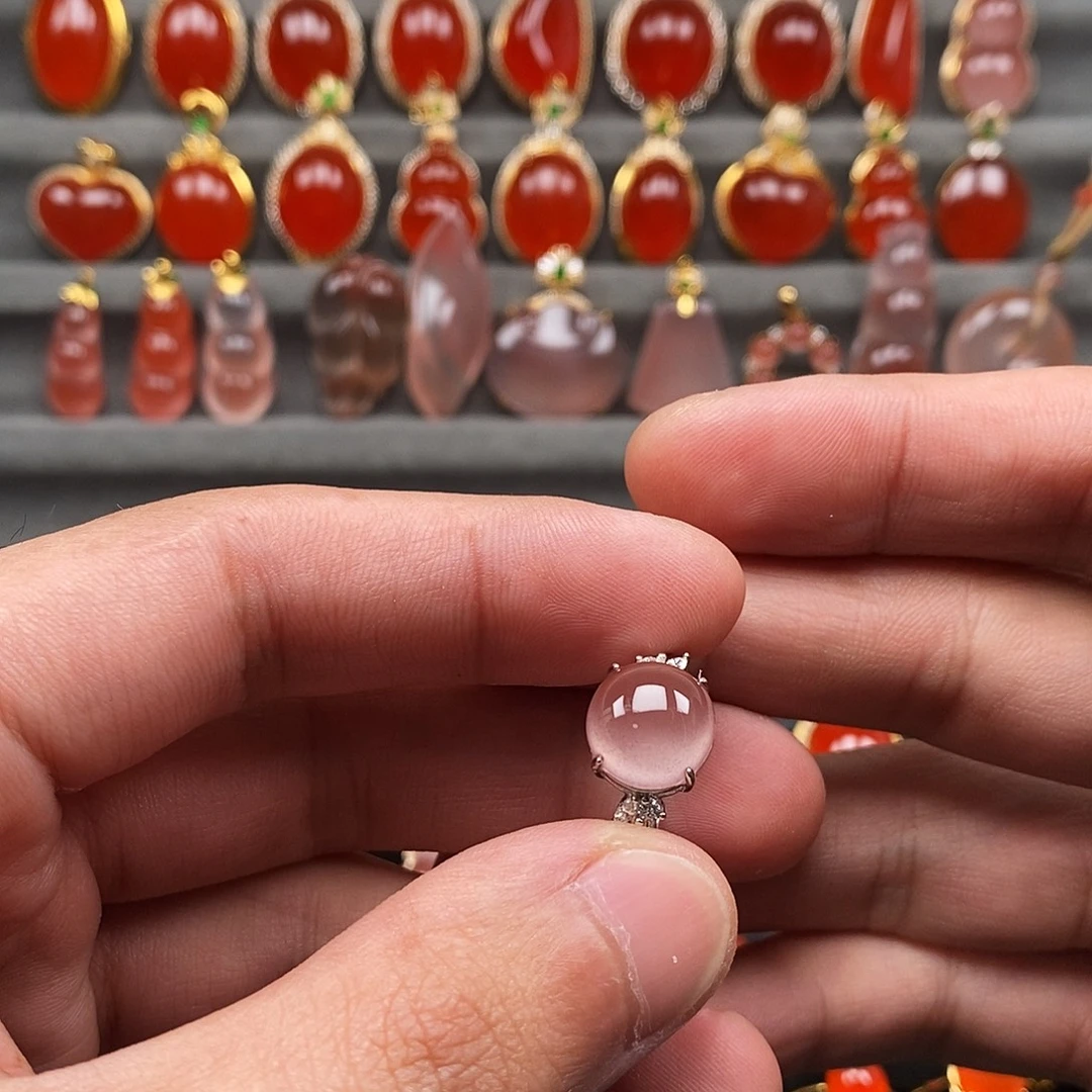 南红玛瑙银S925镶嵌戒指