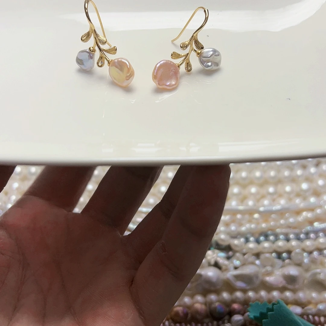 淡水珍珠耳饰银S925镶嵌