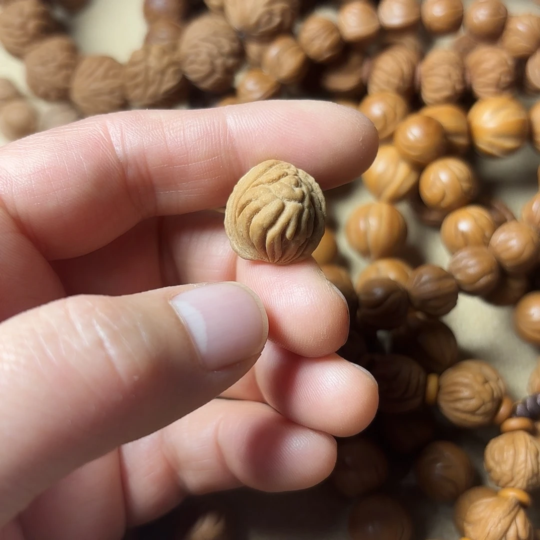 桃核吊坠缘****生秦岭龙文小金豆1.6尺20颗打孔