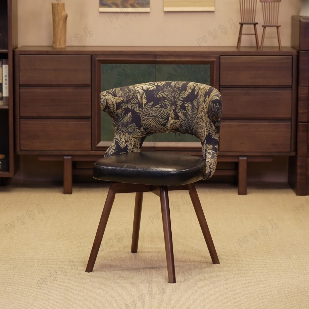 环抱实木旋转椅创意靠背电脑椅舒适客厅书房单人椅卧室化妆椅