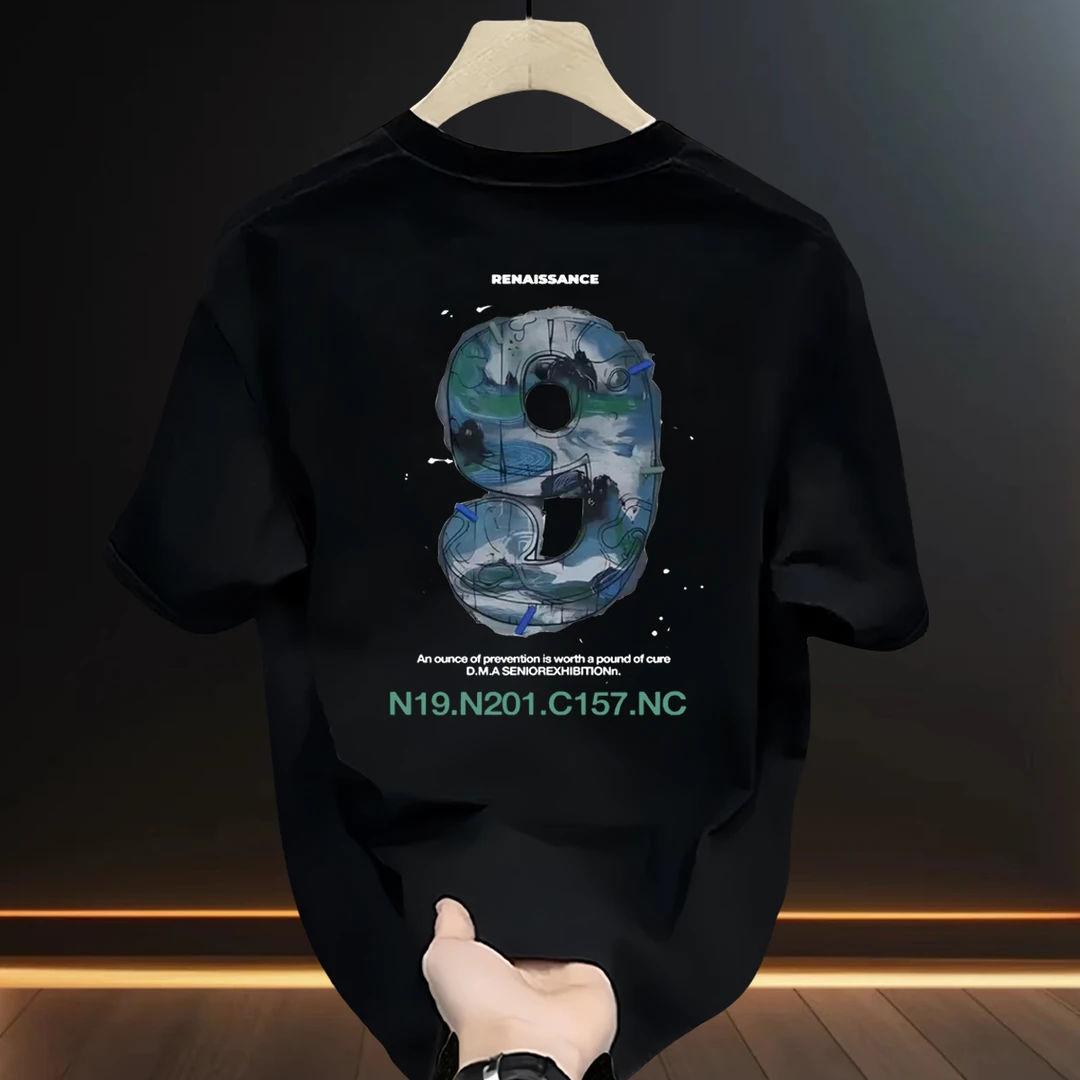 高品质男士短袖T恤2025夏季新款宽松圆领百搭潮牌半袖体恤衫男装