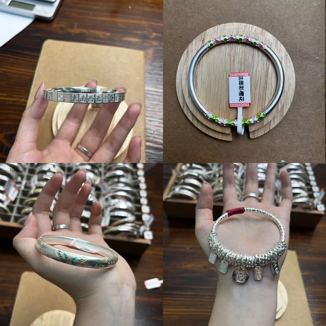 足银手镯 999.9 盘缠手链手镯选款【ky】