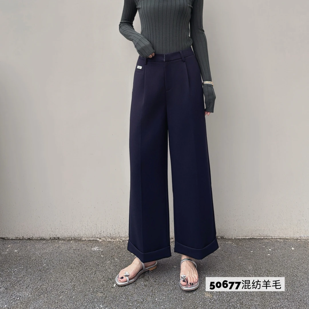 50677翻边小羊精纺小直筒推荐入