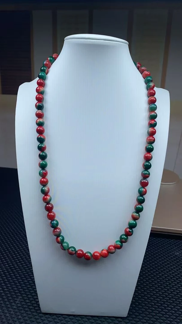 尺寸约10mm68颗鸡血藤玛瑙玉石项链