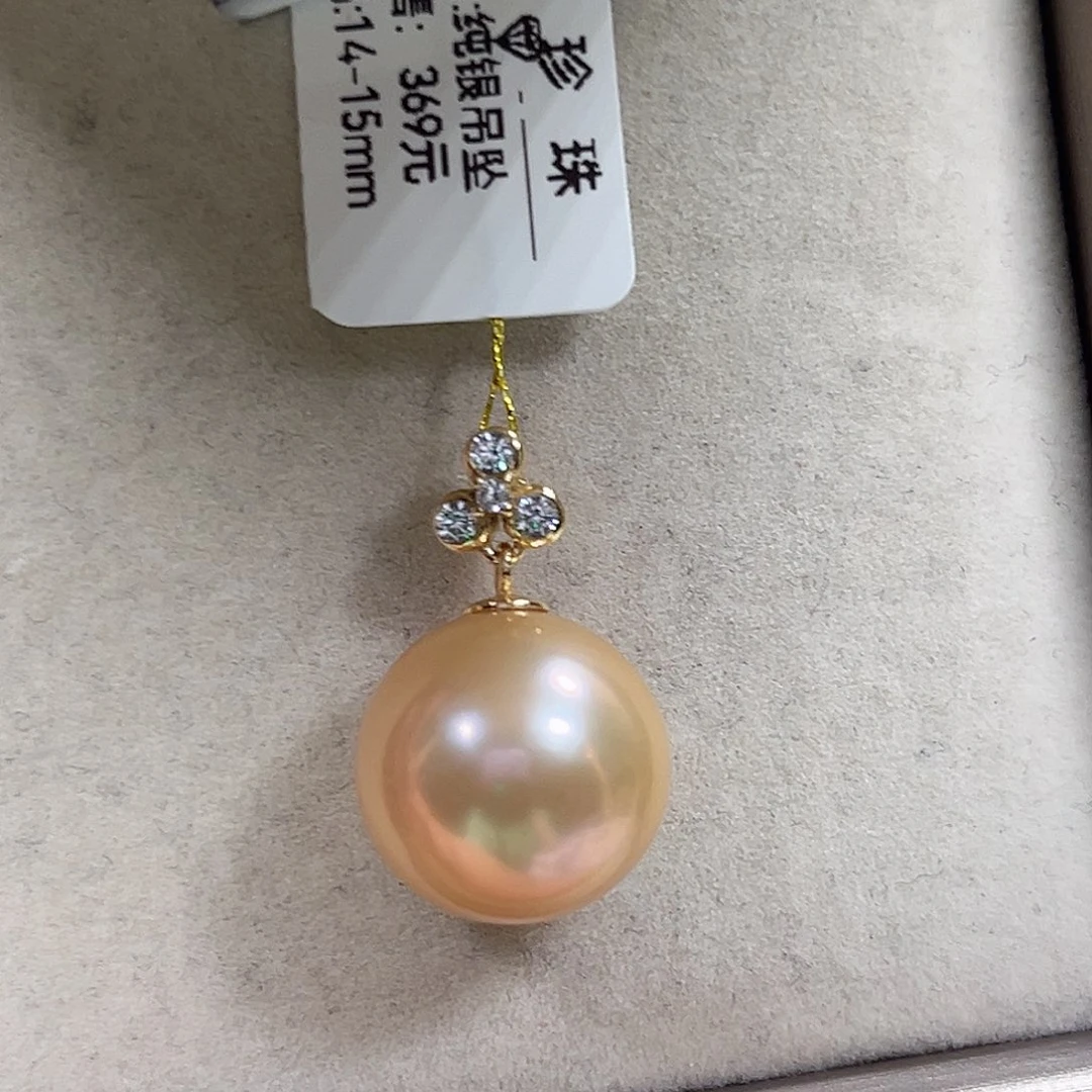 坠链均925银无镶嵌淡水珠吊坠14+mm