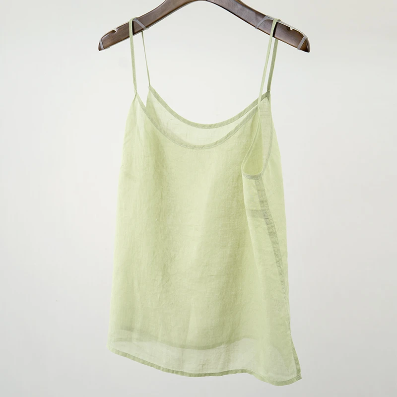 预售 轻薄100支苎麻吊带打底背心内搭纯色