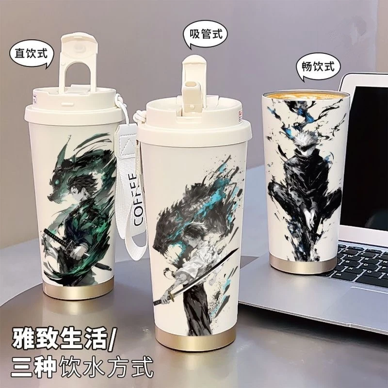 卡通五条悟保温杯手拎便携咖啡杯新款大容量2025吸管水杯子高颜值
