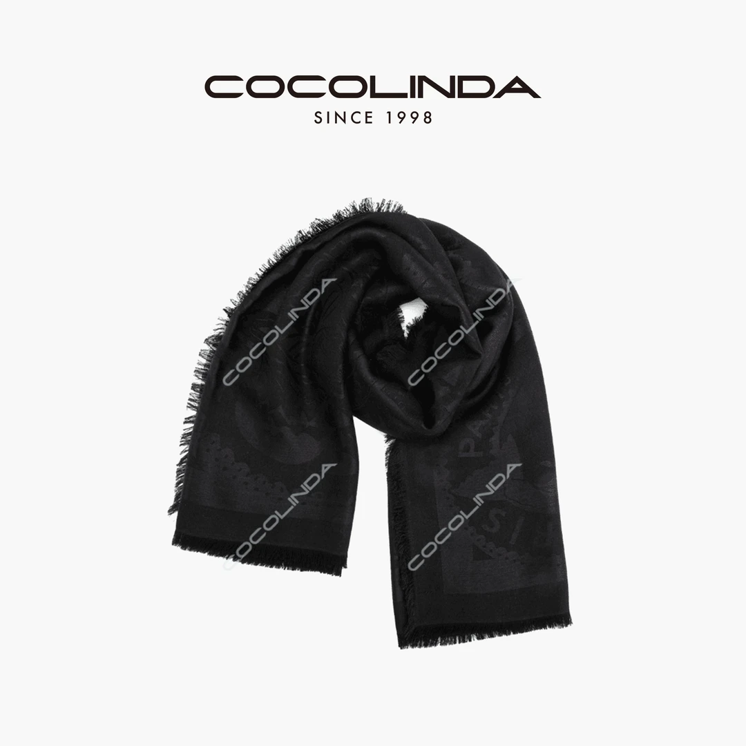 COCOLINDA | 蚕丝羊毛法式提花优雅加厚神秘披肩围巾SJ01
