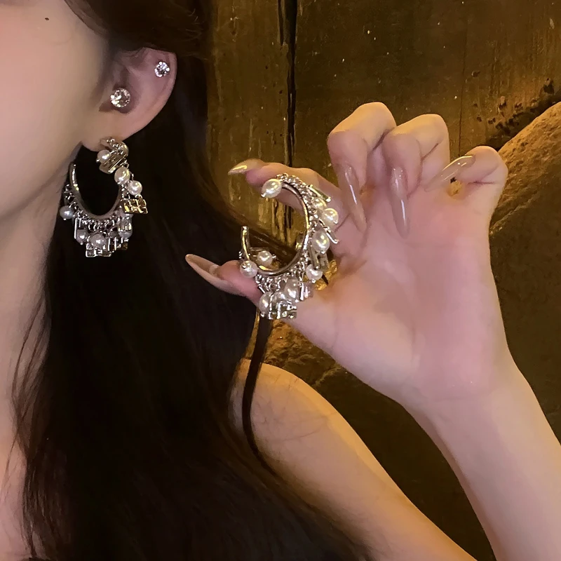 铜合金耳饰 古法式个性时尚包包珠珠气质耳环小众设计高级感耳饰