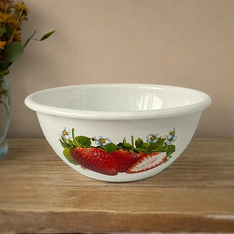 20CM高颜值沙拉碗搪瓷珐琅汤盆保鲜碗搪瓷碗大号圆形锅