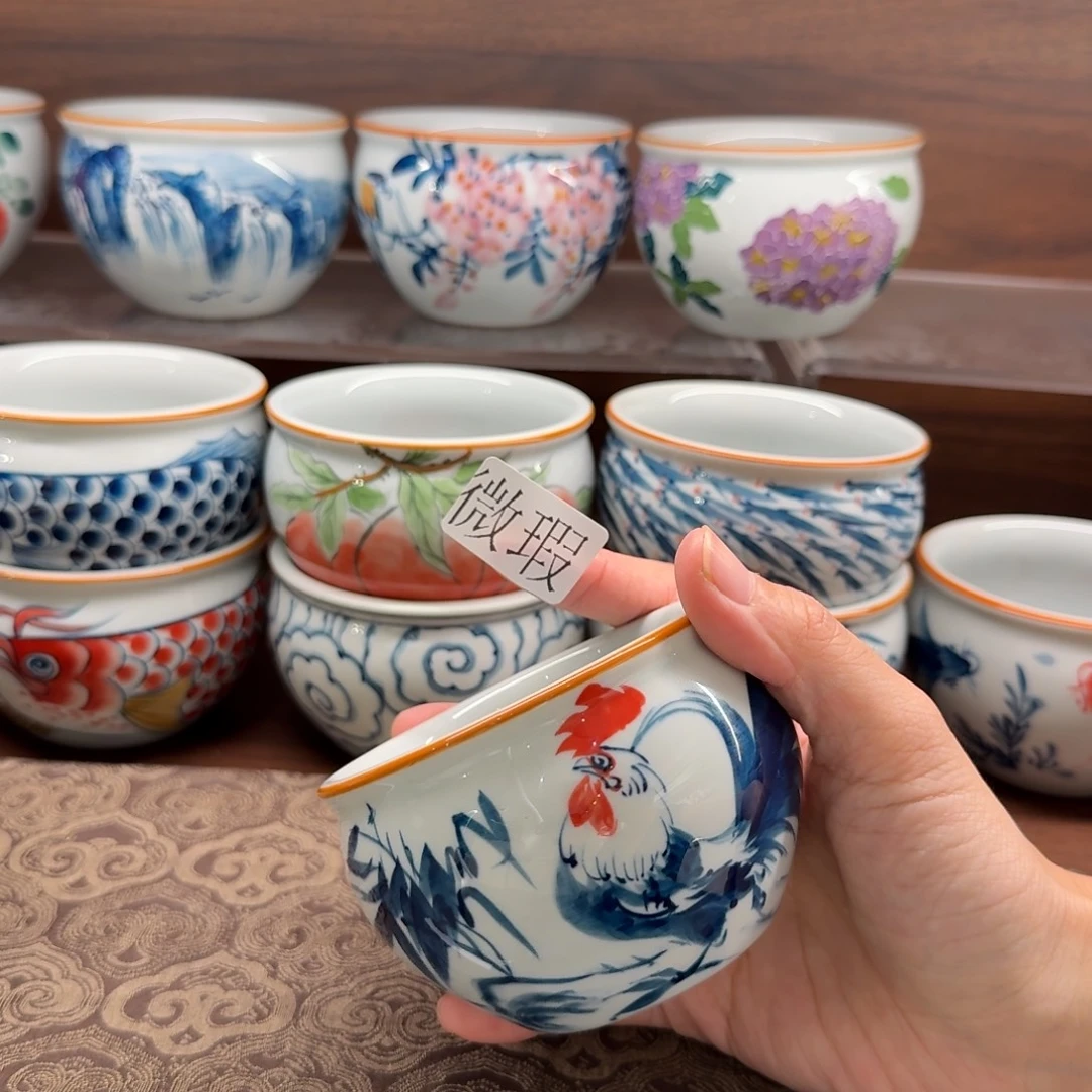 釉下手绘茶具微瑕