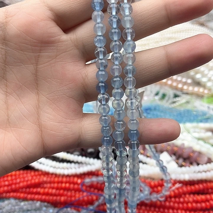 未镶嵌玛瑙/玉髓珠宝半成品一条6mm左右海蓝宝