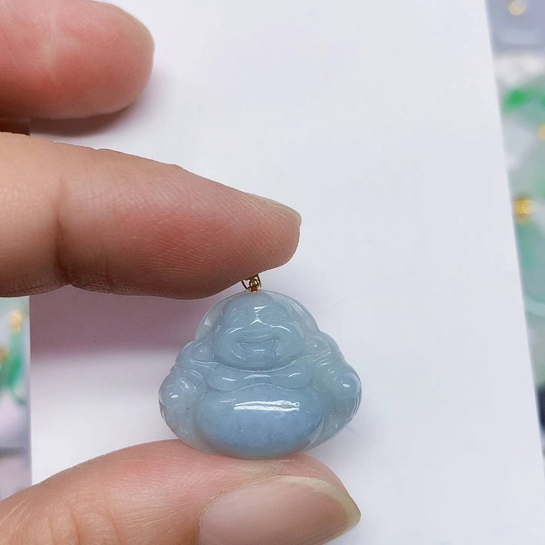 颈饰18K金镶嵌翡翠佛公