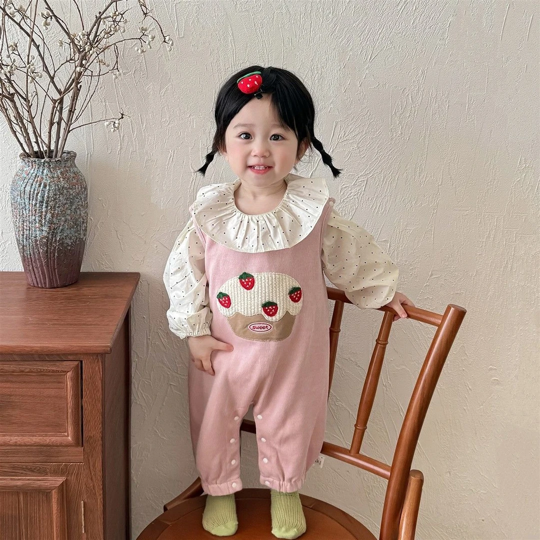秋季婴儿衣服甜美上衣背带裤女宝秋装套装打底衫裤子宝宝外出服秋