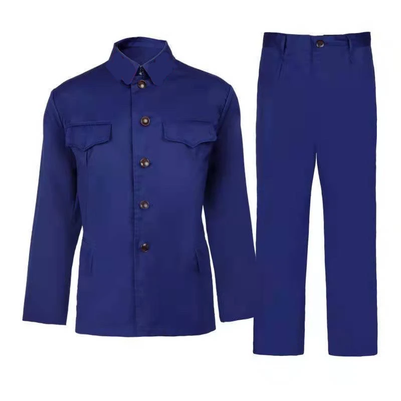 海蓝怀旧的确良涤卡蓝色65式服装四个口袋【后期1：1制作】