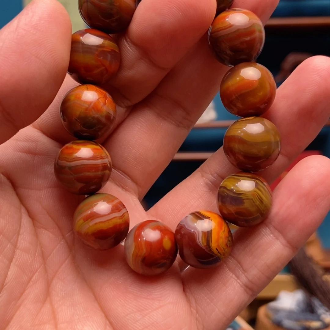 玛瑙/玉髓手链未镶嵌?****?战国红16m