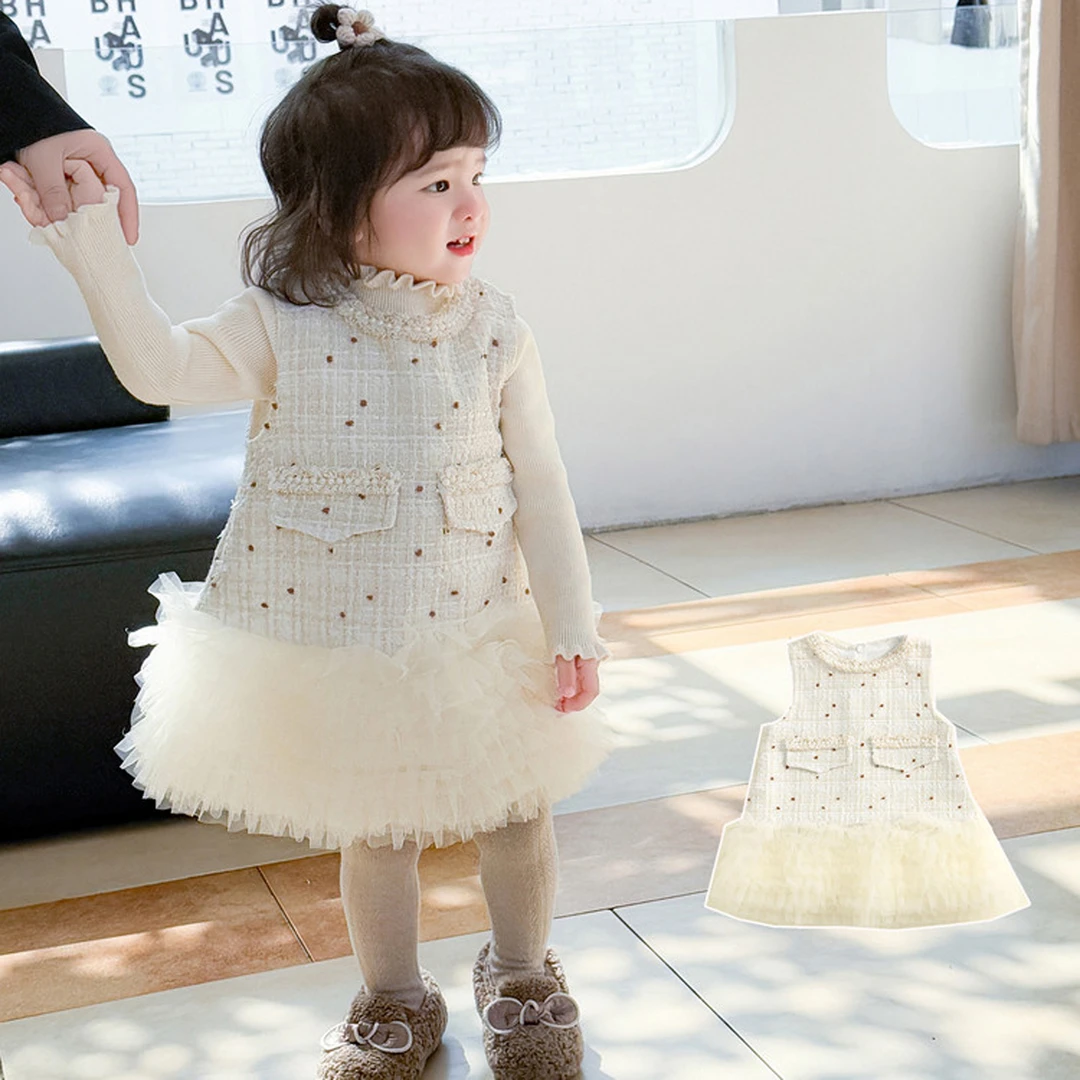 女童小香风连衣裙秋冬洋气儿童加厚蓬蓬裙周岁宝宝生日蛋糕公主裙