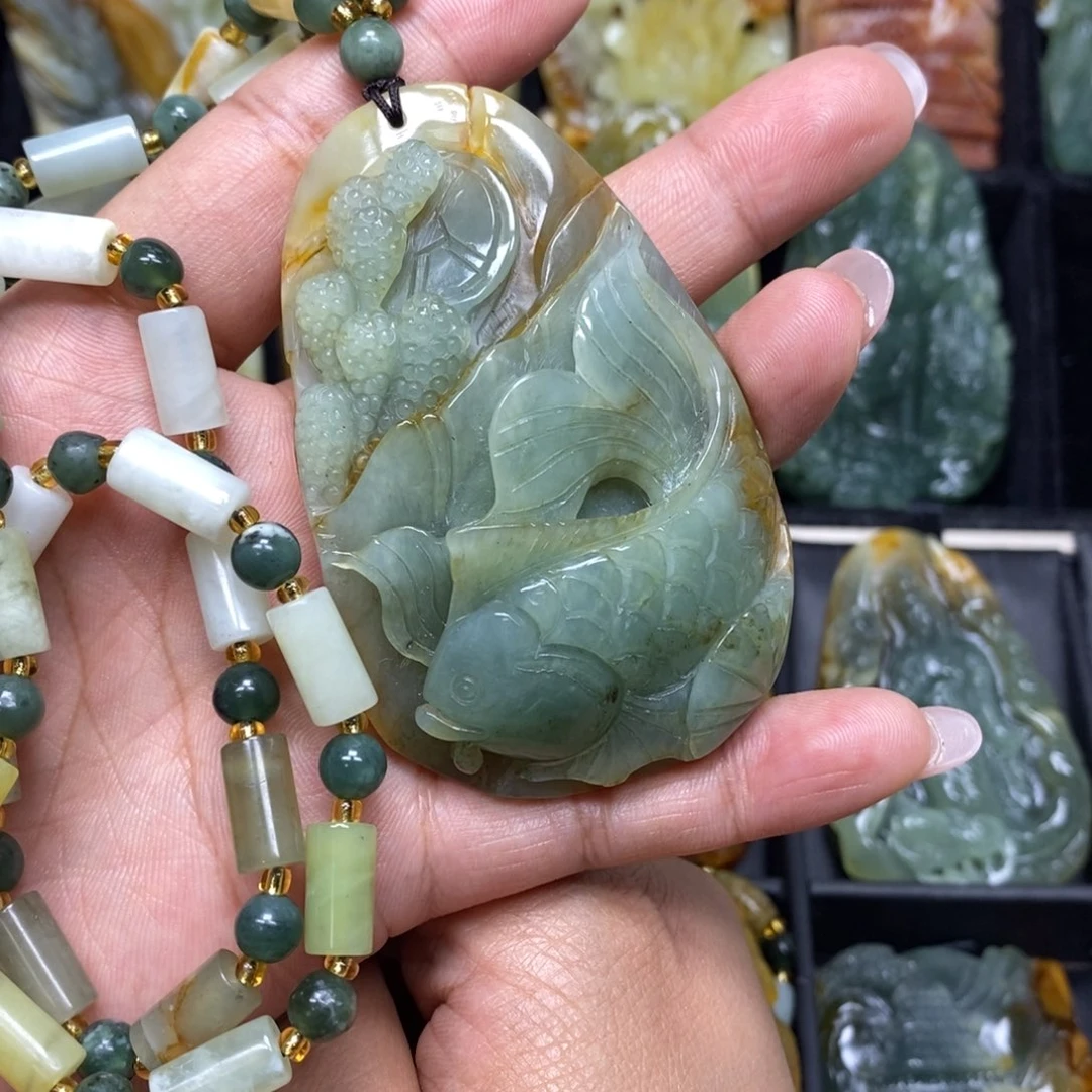 蛇纹石玉未镶嵌吊坠(赠链)