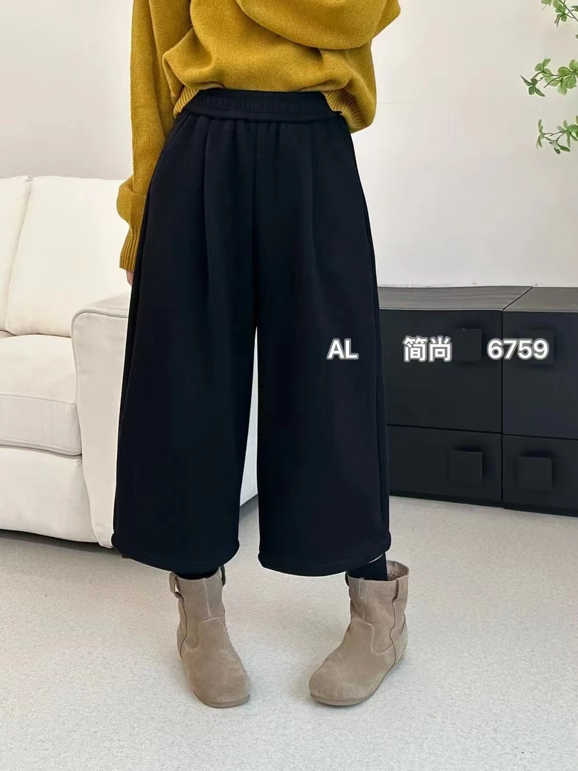 丹丹私服 休闲Y毛呢加绒韩系大版八分裤