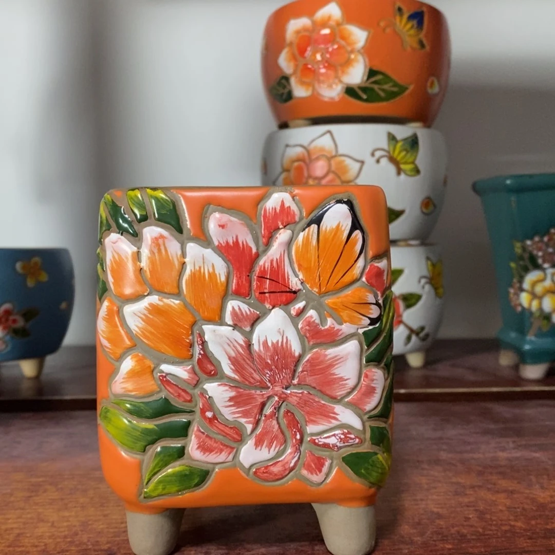 红陶韩式多肉植物花盆