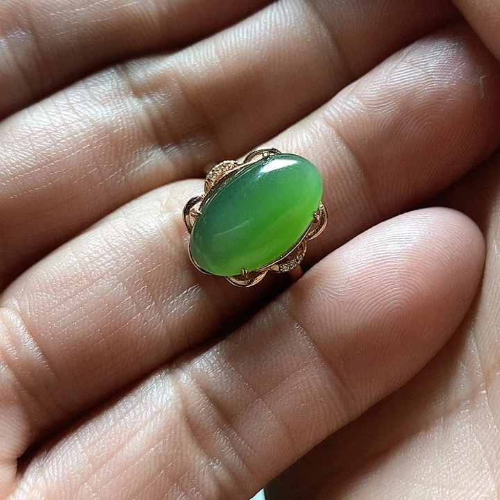 和田玉（碧玉）挂件银S925镶嵌珊*