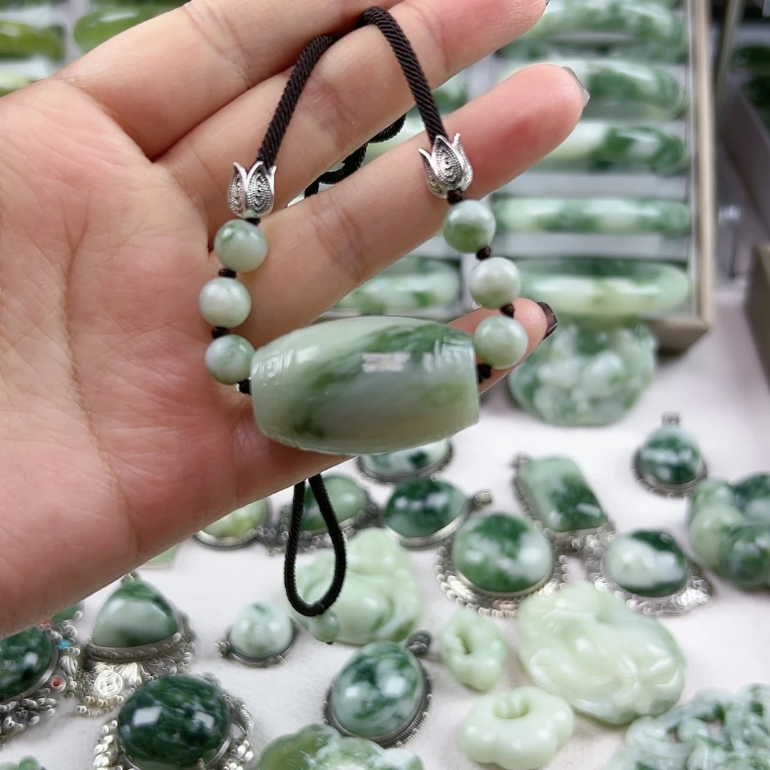 蛇纹石玉银S925镶嵌戒指