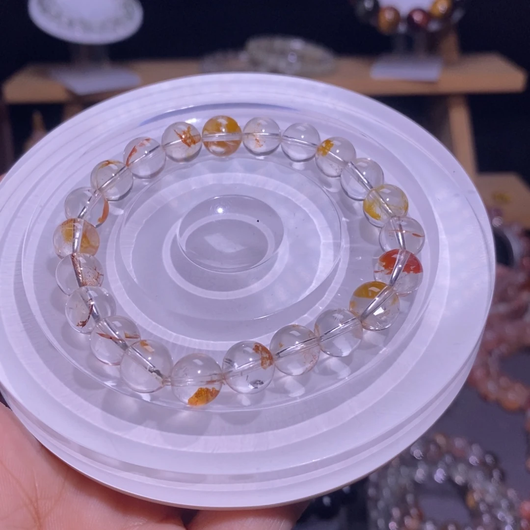 水晶未镶嵌手串21锦鲤色胶花卡8+