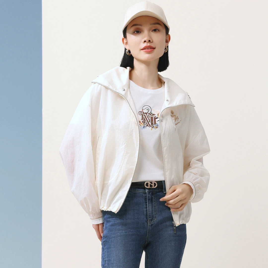 【安雅专属】【防晒】气质连帽长袖时尚防晒服女短外套