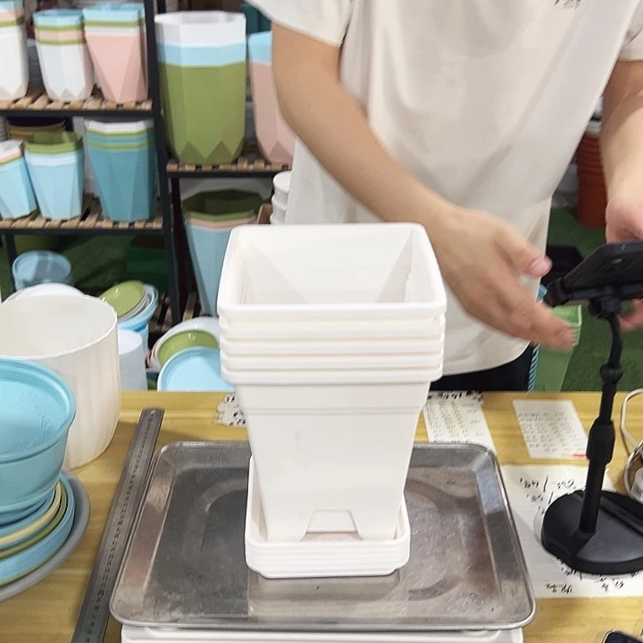 正品方盆口16高18白色带托5只