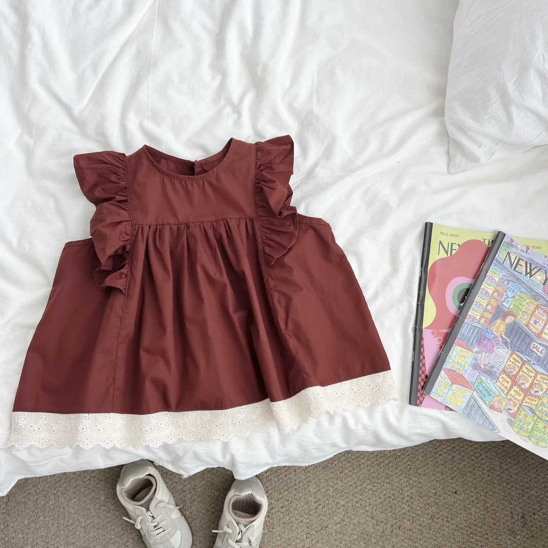 （现货）女童夏季花边娃娃衫洋气薄款女宝宝飞袖衬衫上衣DDYXW53273