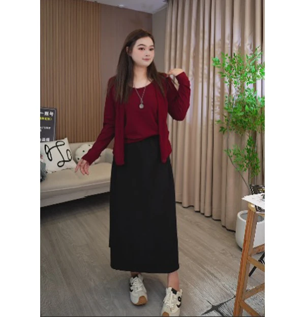 【依依】仅裙子 高腰垂感直筒遮胯半身裙女秋季大码显瘦遮肚中长裙