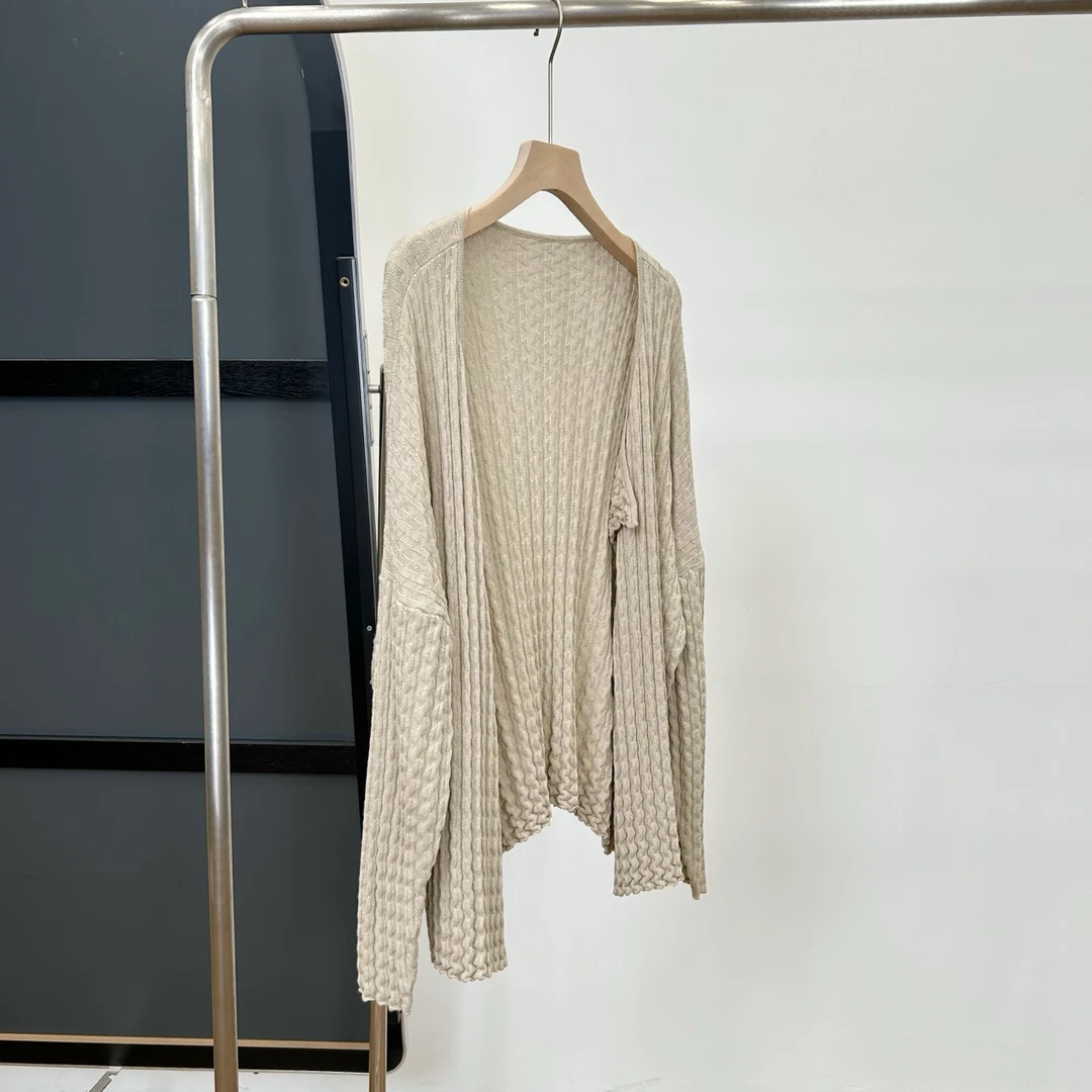 【若若美】M-0651慵懒风一粒扣长袖开衫高级感百搭宽松针织衫外套