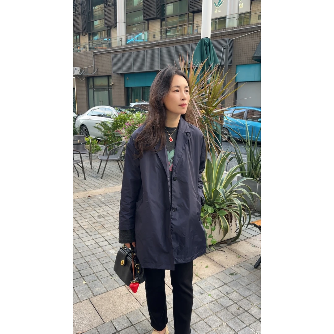 高级感内里撞色翻领中长款气质休闲风衣外套MA5SYDZ1088