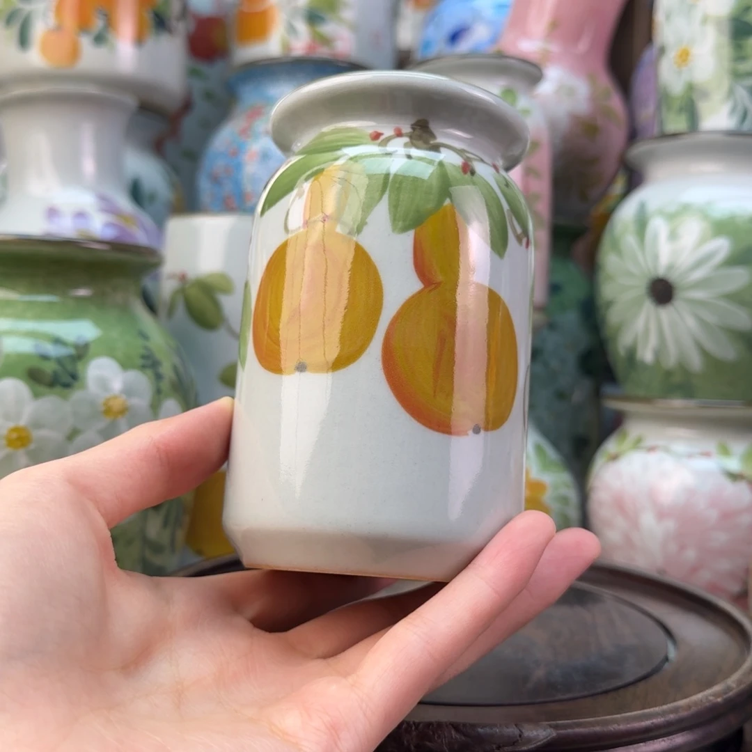 景德镇陶瓷手绘花瓶无孔