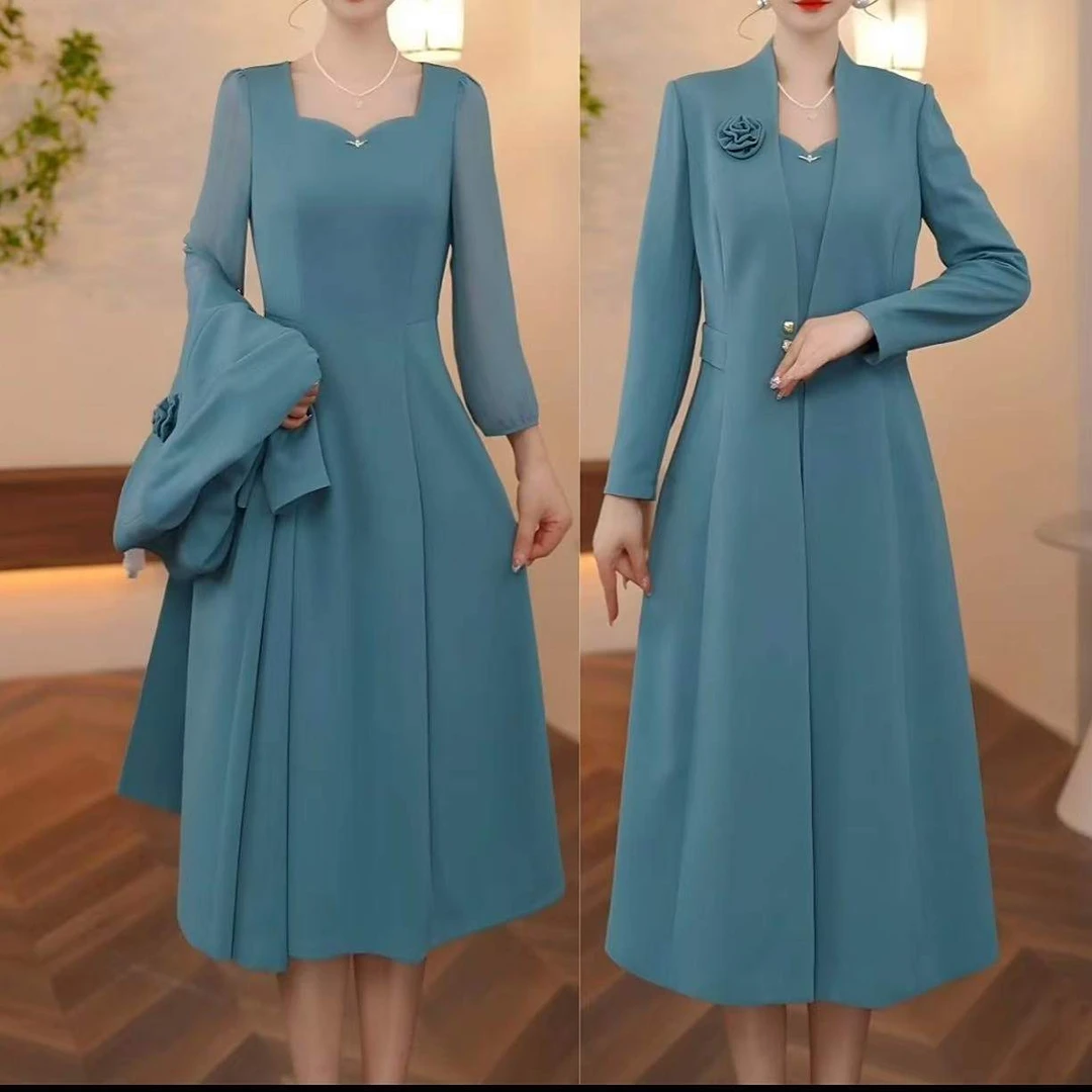 25153秋季穿搭新款时尚两件套连衣裙遮肚子显瘦洋气