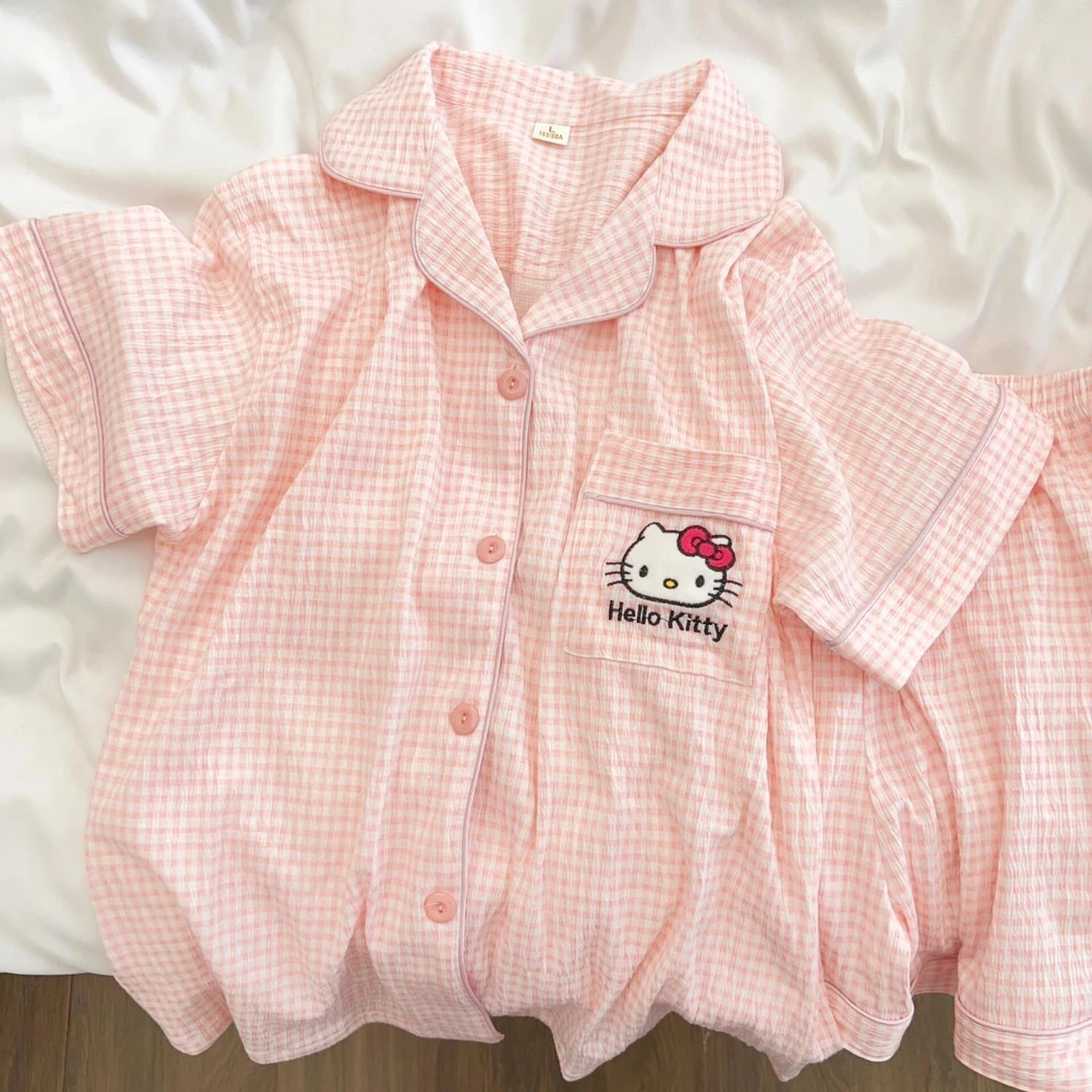 女童睡衣儿童夏季云朵棉薄款短袖套装中大童公主风卡通女孩家居服